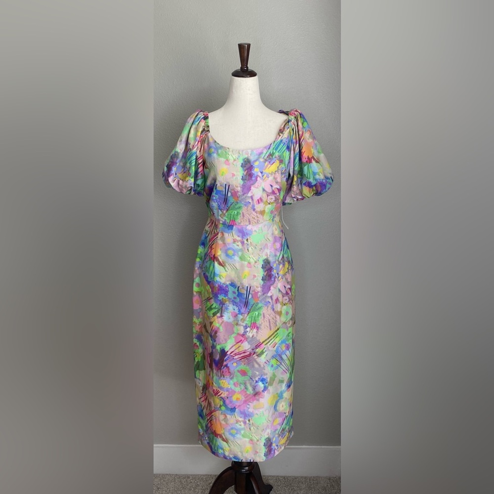 Plenty by Tracy Reese One-Shoulder Puff-Sleeve Dress Sz XS - Picture 2 of 16